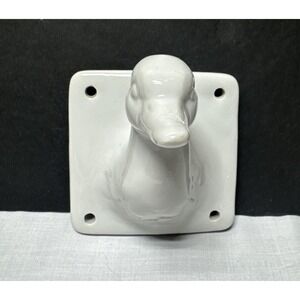 White Ceramic Goose Duck Head Wall Mount Hook Apron Towel Holder Country Vintage